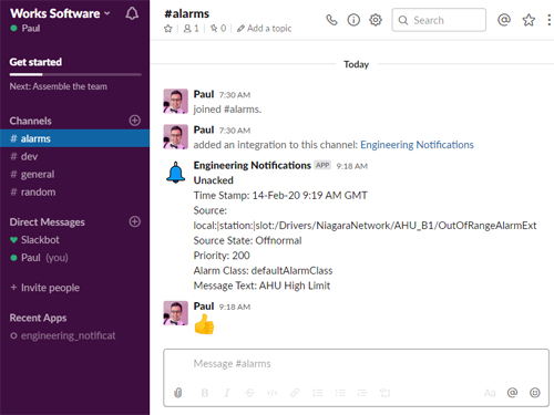 Alarm to Slack